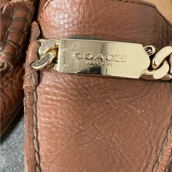 Coach English Tan Leather Driving Loafers With Gold Signature Accent Size 6.5 B - Picture 4 of 10